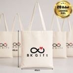 BK Gift Logonuza Özel 20 Adet Hambez Çanta 40X45 cm - Promosyon Logo Baskılı Ham Bez Çanta - 000Beyaz