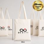 BK Gift Logonuza Özel 20 Adet Kitap Çantası - Ham Bez Çanta 20X25 cm – Küçük Boy Pamuk Promosyon Çanta - 000Beyaz