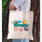 Bk Gift Marmaris Temalı Kanvas Bez Plaj Çantası Baskılı Omuz Çantası, Alışveriş Çantası, Arkadaşa Hediye