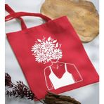 Bk Gift Modern Art Tasarımlı-4 Kırmızı Kumaş Bez Çanta Baskılı Omuz Çantası
