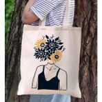 Bk Gift Modern Art Tasarımlı Kanvas Bez Çanta, Baskılı Omuz Çantası, Alışveriş Çantası, Plaj Çantası, Arkadaşa Hediye-12 - Desenli
