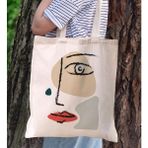 Bk Gift Modern Art Tasarımlı Kanvas Bez Çanta, Baskılı Omuz Çantası, Alışveriş Çantası, Plaj Çantası, Arkadaşa Hediye-13 - Desenli