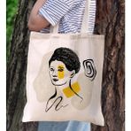 Bk Gift Modern Art Tasarımlı Kanvas Bez Çanta, Baskılı Omuz Çantası, Alışveriş Çantası, Plaj Çantası, Arkadaşa Hediye-17 - Desenli