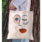 Bk Gift Modern Art Tasarımlı Kanvas Bez Çanta, Baskılı Omuz Çantası, Alışveriş Çantası, Plaj Çantası, Arkadaşa Hediye-5 - Desenli