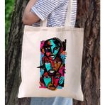 Bk Gift Modern Art Tasarımlı Kanvas Bez Çanta, Baskılı Omuz Çantası, Alışveriş Çantası, Plaj Çantası, Arkadaşa Hediye-7 - Desenli