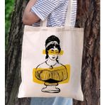 Bk Gift Modern Art Tasarımlı Kanvas Bez Çanta, Baskılı Omuz Çantası, Alışveriş Çantası, Plaj Çantası, Arkadaşa Hediye-8 - Desenli
