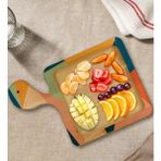 Bk Gift Modern Art Tasarımlı Kare Şeklinde Doğal Ahşap Servis ve Sunum Tabağı Model 8 - 1 Adet