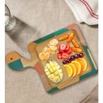 Bk Gift Modern Art Tasarımlı Kare Şeklinde Doğal Ahşap Servis ve Sunum Tabağı Model 9 - 1 Adet