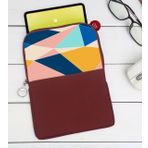 BK Gift Modern Art Tasarımlı Taşınabilir Koruyucu Tablet Kılıfı & Organizer Çanta - Bordo-2