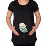 BK Gift Peek A Boo Tasarımlı Siyah Hamile Tişört-1