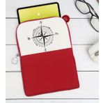BK Gift Pusula Tasarımlı Taşınabilir Koruyucu Tablet Kılıfı & Organizer Çanta - Kırmızı-2