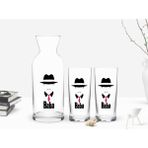 Bk Gift Renkli Baskılı Godfather Baba Tasarımlı Ikili Rakı Bardağı ve Karaf Hediye Seti-11