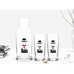 Bk Gift Renkli Baskılı Godfather Baba Tasarımlı Ikili Rakı Bardağı ve Karaf Hediye Seti-17