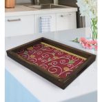 Bk Gift Retro Motif Tasarımlı Doğal Ahşap Tepsi-1 - Renk