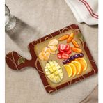 Bk Gift Retro Motif Tasarımlı Kare Şeklinde Doğal Ahşap Servis ve Sunum Tabağı Model 1 - 1 Adet
