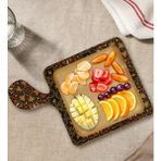 Bk Gift Retro Motif Tasarımlı Kare Şeklinde Doğal Ahşap Servis ve Sunum Tabağı Model 12 - 1 Adet
