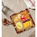 Bk Gift Retro Motif Tasarımlı Kare Şeklinde Doğal Ahşap Servis ve Sunum Tabağı Model 2 - 1 Adet