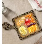 Bk Gift Retro Motif Tasarımlı Kare Şeklinde Doğal Ahşap Servis ve Sunum Tabağı Model 6 - 1 Adet