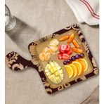 Bk Gift Retro Motif Tasarımlı Kare Şeklinde Doğal Ahşap Servis ve Sunum Tabağı Model 7 - 1 Adet
