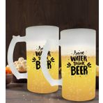 BK Gift Save Water Drink Beer Tasarımlı 2’li Buzlu Cam Bira Bardağı 50cl-1