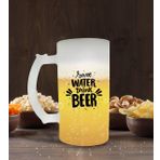 BK Gift Save Water Drink Beer Tasarımlı Buzlu Cam Bira Bardağı 50cl-1
