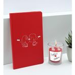 Bk Gift Sevgililere Özel Isimli Kırmızı Defter ve Cam Bardakta Kalp Figürlü Kokulu Mum Hediye Seti-5, Sevgiliye Hediye, Sevgililer Günü
