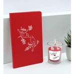 Bk Gift Sevgililere Özel Isimli Kırmızı Defter ve Cam Bardakta Kalp Figürlü Kokulu Mum Hediye Seti-8, Sevgiliye Hediye, Sevgililer Günü
