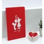 Bk Gift Sevgililere Özel Isimli Kırmızı Defter ve Kalp Taş Obje Kokulu Mum Hediye Seti-13, Sevgiliye Hediye, Sevgililer Günü
