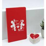 Bk Gift Sevgililere Özel Isimli Kırmızı Defter ve Kalp Taş Obje Kokulu Mum Hediye Seti-2, Sevgiliye Hediye, Sevgililer Günü