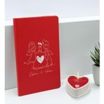 Bk Gift Sevgililere Özel Isimli Kırmızı Defter ve Kalp Taş Obje Kokulu Mum Hediye Seti-3, Sevgiliye Hediye, Sevgililer Günü