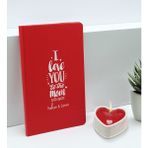 Bk Gift Sevgililere Özel Isimli Kırmızı Defter ve Kalp Taş Obje Kokulu Mum Hediye Seti-4, Sevgiliye Hediye, Sevgililer Günü