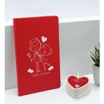 Bk Gift Sevgililere Özel Isimli Kırmızı Defter ve Kalp Taş Obje Kokulu Mum Hediye Seti-6, Sevgiliye Hediye, Sevgililer Günü