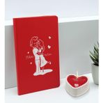 Bk Gift Sevgililere Özel Isimli Kırmızı Defter ve Kalp Taş Obje Kokulu Mum Hediye Seti-7, Sevgiliye Hediye, Sevgililer Günü
