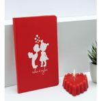 Bk Gift Sevgililere Özel Isimli Kırmızı Defter ve Kokulu Kalp Mum Hediye Seti-13, Sevgiliye Hediye, Sevgililer Günü