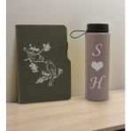 Bk Gift Sevgiliye Özel Isimli Gri Termo Defter ve Gri Cam Matara Hediye Seti-6, Sevgiliye Hediye, Sevgililer Günü, Yeni Iş Hediyesi