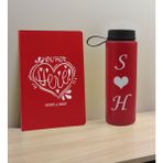 Bk Gift Sevgiliye Özel Isimli Kırmızı Defter ve Cam Matara Seti 7