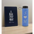 Bk Gift Sevgiliye Özel Isimli Lacivert Defter ve Mavi Cam Matara Hediye Seti-2, Sevgiliye Hediye, Sevgililer Günü, Yeni Iş Hediyesi