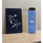 Bk Gift Sevgiliye Özel Isimli Lacivert Defter ve Mavi Cam Matara Seti 6