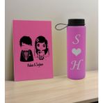 Bk Gift Sevgiliye Özel Isimli Pembe Defter ve Cam Matara Hediye Seti-1, Sevgiliye Hediye, Sevgililer Günü, Yeni iş hediyesi