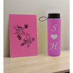 Bk Gift Sevgiliye Özel Isimli Pembe Defter ve Cam Matara Hediye Seti-11, Sevgiliye Hediye, Sevgililer Günü, Yeni iş hediyesi