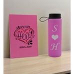 Bk Gift Sevgiliye Özel Isimli Pembe Defter ve Cam Matara Hediye Seti-12, Sevgiliye Hediye, Sevgililer Günü, Yeni iş hediyesi