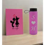 Bk Gift Sevgiliye Özel Isimli Pembe Defter ve Cam Matara Hediye Seti-16, Sevgiliye Hediye, Sevgililer Günü, Yeni iş hediyesi