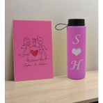 Bk Gift Sevgiliye Özel Isimli Pembe Defter ve Cam Matara Hediye Seti-6, Sevgiliye Hediye, Sevgililer Günü, Yeni iş hediyesi