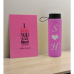 Bk Gift Sevgiliye Özel Isimli Pembe Defter ve Cam Matara Hediye Seti-7, Sevgiliye Hediye, Sevgililer Günü, Yeni iş hediyesi