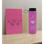 Bk Gift Sevgiliye Özel Isimli Pembe Defter ve Cam Matara Hediye Seti-8, Sevgiliye Hediye, Sevgililer Günü, Yeni iş hediyesi