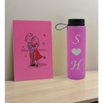 Bk Gift Sevgiliye Özel Isimli Pembe Defter ve Cam Matara Seti 10