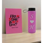 Bk Gift Sevgiliye Özel Isimli Pembe Defter ve Cam Matara Seti 15