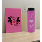 Bk Gift Sevgiliye Özel Isimli Pembe Defter ve Cam Matara Seti 5
