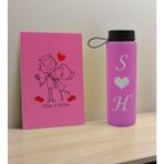 Bk Gift Sevgiliye Özel Isimli Pembe Defter ve Cam Matara Seti 9