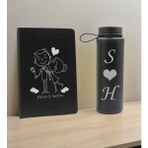 Bk Gift Sevgiliye Özel Isimli Siyah Defter ve Cam Matara Hediye Seti-4, Sevgiliye Hediye, Sevgililer Günü, Yeni iş hediyesi